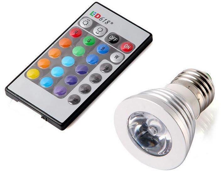 AC 90~240V 3W E27 RGB LED Bulb Lamp 16 Color changing led Spot light lym H1492