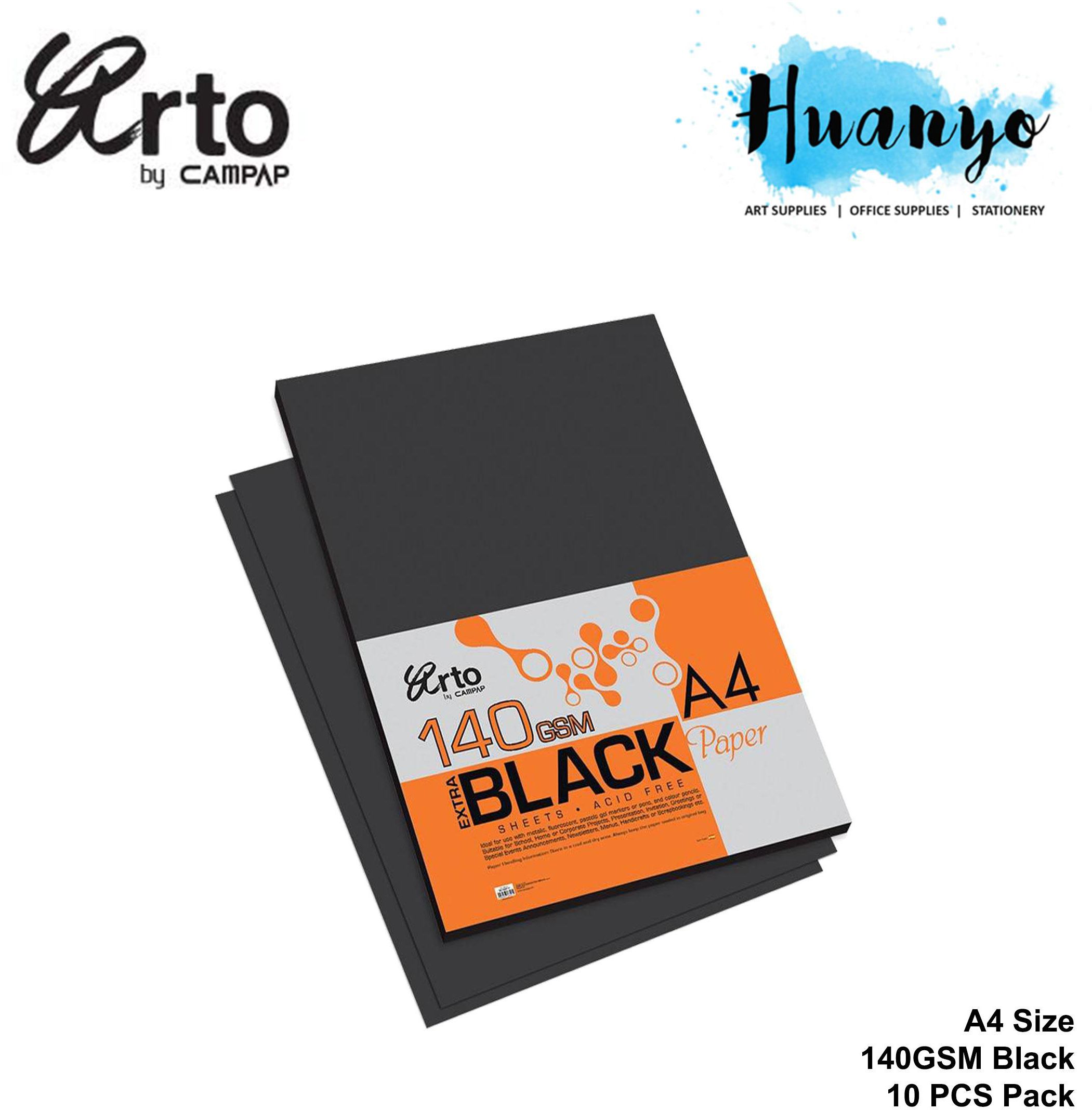 Campap Arto Extra Paper Pack 10 Sheets 140gsm, A4 / A3 (Black)