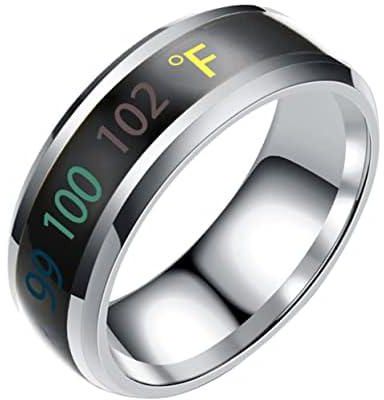 SECFOU 1pc Sensitive Couple Ring Trendy Rings Couple Rings Stainless Steel Jewelry For Men Rings Adults Men Rings Wedding Titanium Steel Couple Ring Temperature Changing
