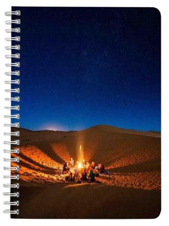 دفتر ملاحظات بسلك حلزوني مقاس A5 مزين بصورة نار في الصحراء متعدد الألوان