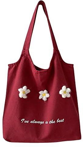 Canvas Tote Bag, Natural Cotton Shopping Tote Bags for Women Girls Ladies Canvas Shoulder Bag Handbag Reusable Shopper Totes