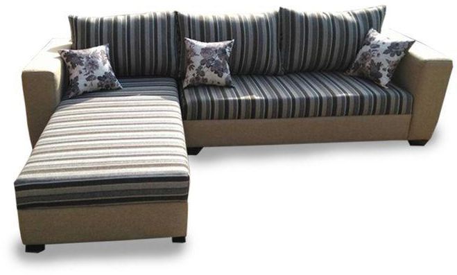 PAWAFU Brown Striped L-Shape 5 Seater Fabric Sofa. (Delivery To Lagos Only)