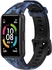 Silicone Strap Compatible with Huawei Band 6 - Printed Pattern Replacement Strap Compatible with Huawei Band 6 Smart Watch (Blue)