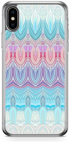 Transparent Edge Protective Case Cover For Apple iPhone XS Soft Blue Pink And White Pattern