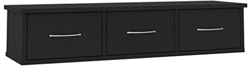 vidaXL Wall-mounted Drawer Shelf Chipboard Wall Cabinet Cabinets Wall Shelves Floating Shelves Floating Cabinets 88x26x18.5cm Black