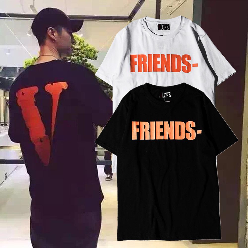 VLONE Men T-shirts Cotton Streetwear Classic Orange T-shirt Short Sleeve Brand Hip Hop Tops Shirts black orange 3XL cotton