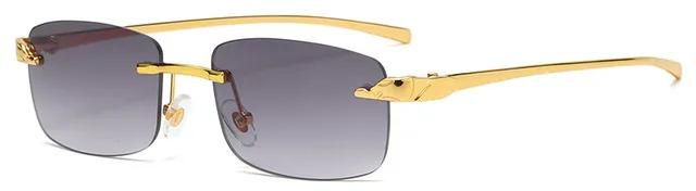 Fashion Vintage Rimless Square Sunglasses Men Luxury Brand Designer Popular Travel Driving Metal Small Sun Glasses