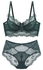 Women's Comfy Solid Colour Lace 3/4 Cup Bra and Panty Set Green