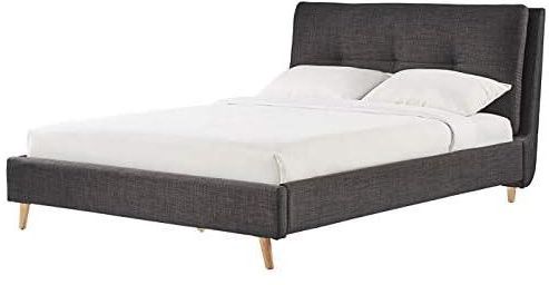 A to Z Furniture - Plush Tufted Padded Headboard Bed Super King in Dark Grey Color With Mattress
