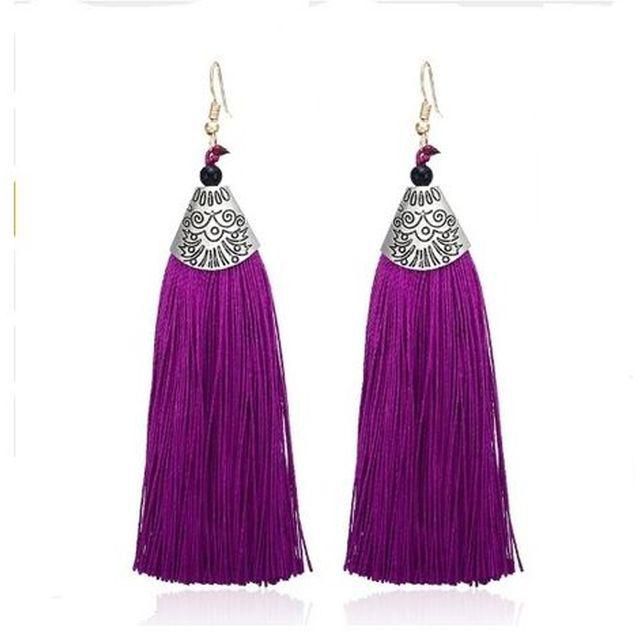 Fashion Tassel Earrings - Purple