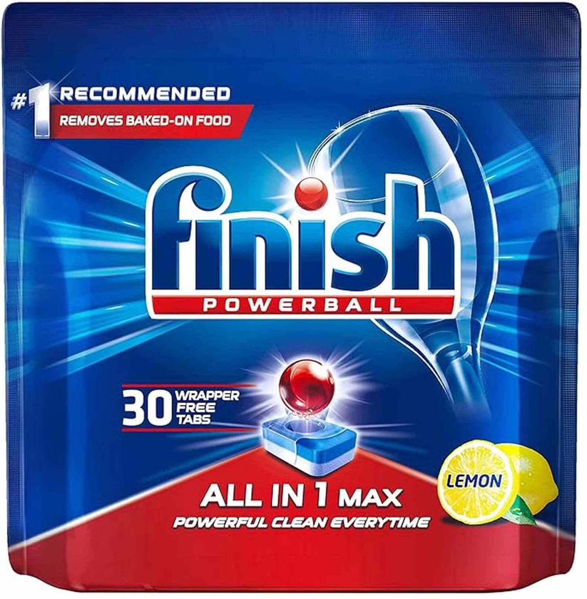 Finish Powerball Dishwasher Tablets with Lemon Scent - 30 Tablets