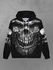 Gothic 3D Skull Print Halloween Full Zipper Drawstring Pocket Hoodie For Men - 8xl