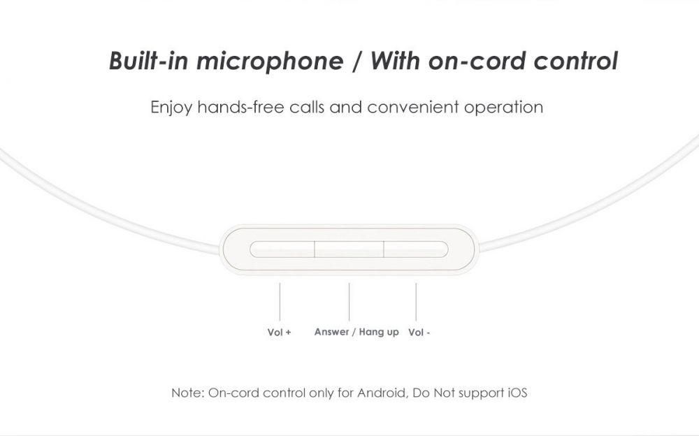 Xiaomi Capsule Earphone In-Ear Stereo Bass Wired Ear Cup With MEMS Microphone for Smartphones