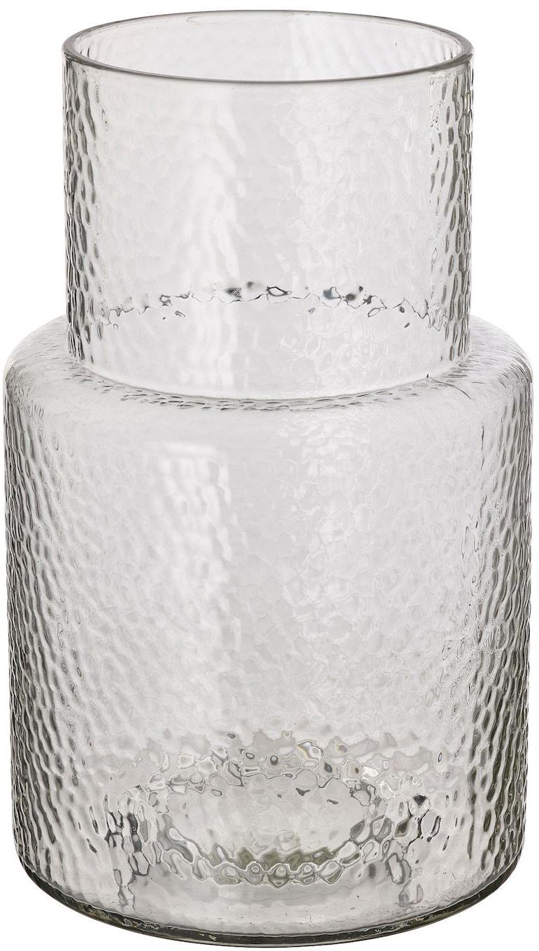 KONSTFULL Vase - clear glass/patterned 26 cm