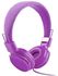 Earphone Adjustable Foldable Kid Wired Headband With-Purple