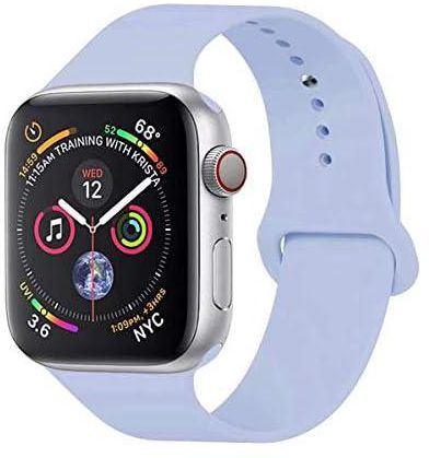 سوار ساعة Apple Watch Band 42MM 44MM، شريط رياضي من السيليكون الناعم بديل لسوار المعصم متوافق مع سلسلة iWatch 4/3/2/1، Nike+، رياضية، إصدار - (ليلكي)