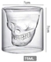 Double wall glass coffee mug in the shape of a skull, 75 ml
