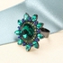 JASSY Bohemian Luxury Crystal Zirconia Flower Adjustable Big Ring Statement Jewelry for Women