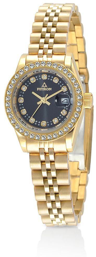 Fitron Watch for Women , Analog , Metal Band , Gold , FT117136L010102W
