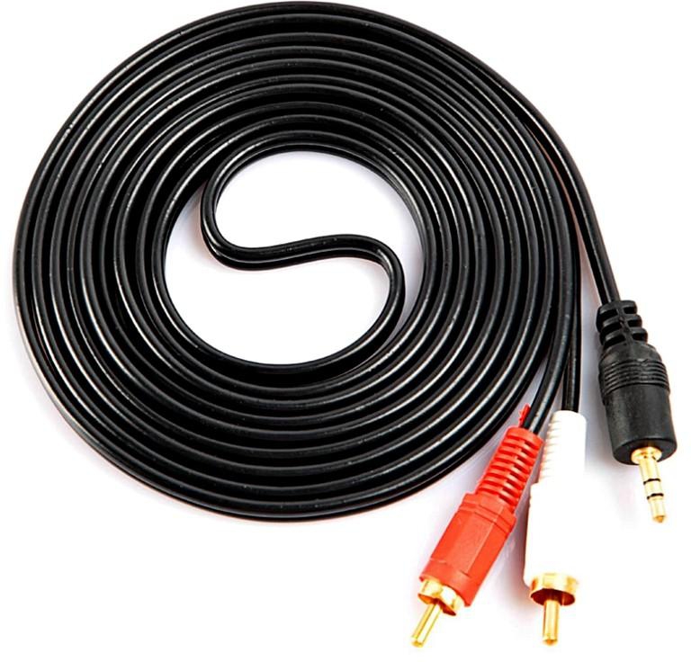 Hometech2u 3m/10ft 3.5mm Stereo to 2-RCA Male Plugs AV Audio Video Cable (Black)