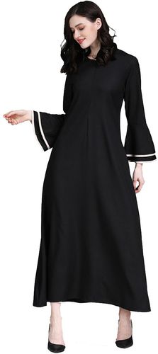 Black Abayas For Women Islamic Clothing Hijab Flowers Embroidery Muslim Maxi Dress Bangladesh Kaftan Long Robe