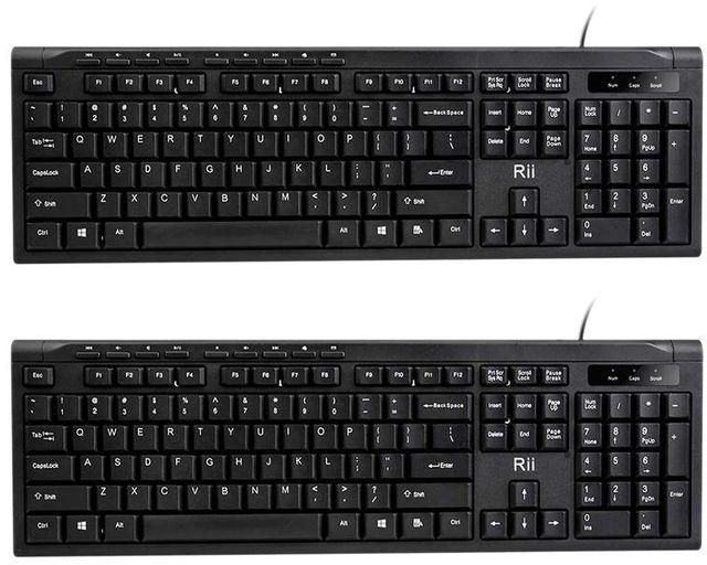Rii 2PCS Ultra-Slim Compact USB Wired Keyboard for Mac and PC,Windows 10/8 / 7 / Vista/XP for Business Office