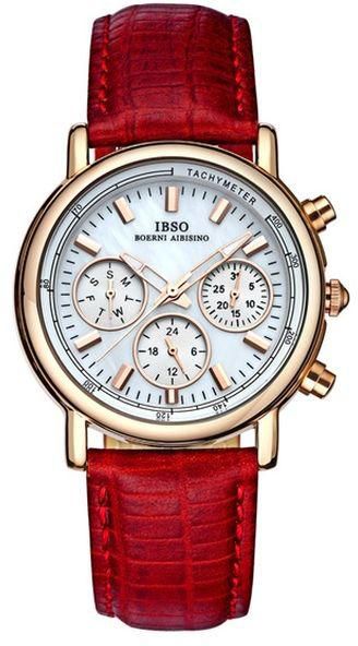 Ibso IBSO-6803L-Red Genuine Leather Women Dress Watch
