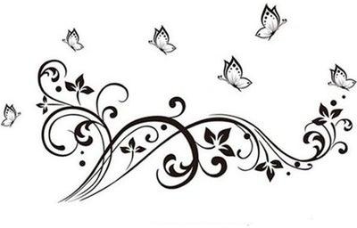 Small Flower Butterfly Wall Decals Tv Background Wall Art Decal Sticker Black 90*140cm