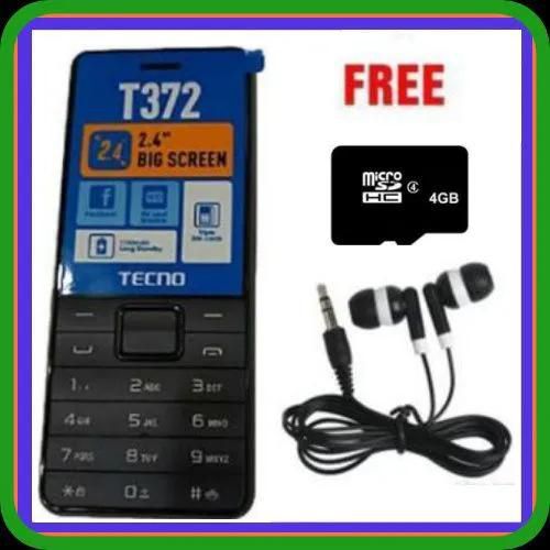 Tecno T372 ,2.4" 1500mAh ,FM Radio Triple SIM-Black + Free Gifts