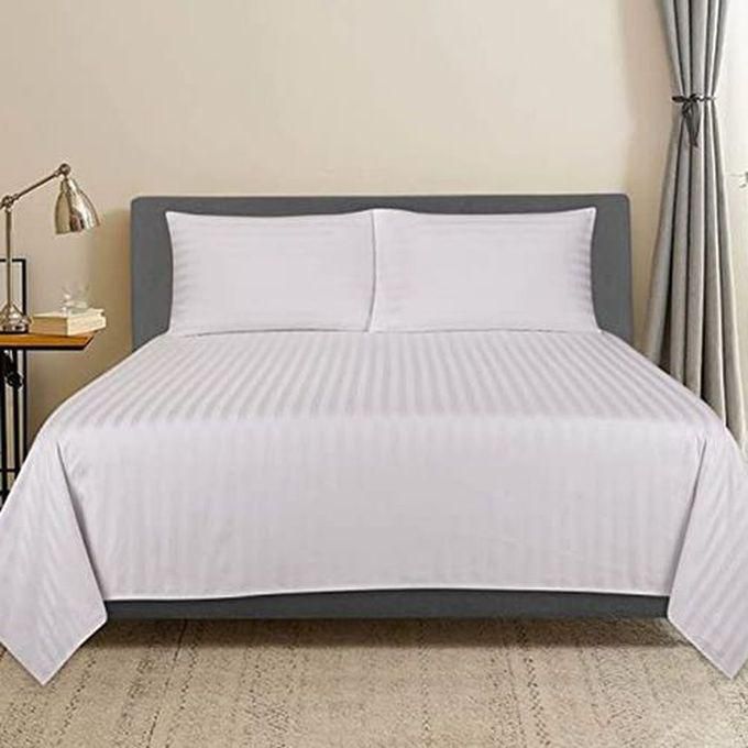 5x6 White Stripped Bedsheet Set 4 Pcs (2 Bedsheets & 2 Pillowcases