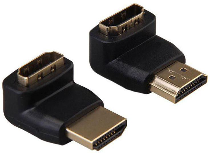 HDMI Male To Female Right Angle Adapter Black