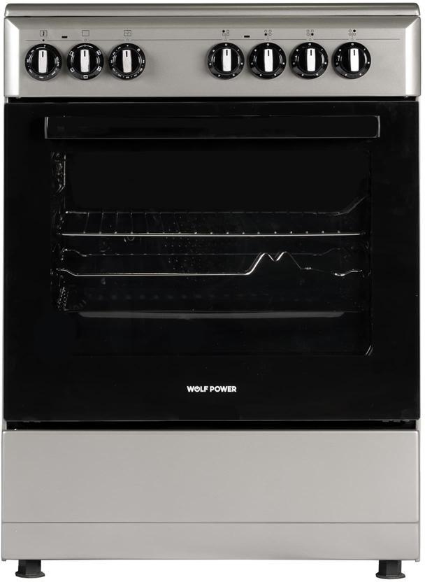 Wolf Power WGR6060CERMF Electric Cooker (60 cm, 4 Burners, Silver)