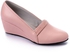 Round Toe Leather Wedge - Pink
