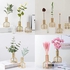 DEDC Glass Test Tube Flower Vases with Gold Metal Rack Stand, Cylinder Crystal Clear Terrariums Planter Air Plant Holder for Flowers Hydroponics Plant Centerpiece for Home Office Decoration