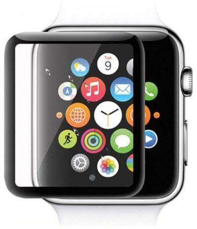غطاء كامل ثلاثي الأبعاد من الزجاج المقوى لهاتف Apple Watch Series 4 واقي شاشة زجاجي مقاس 40 مم شفاف / أسود