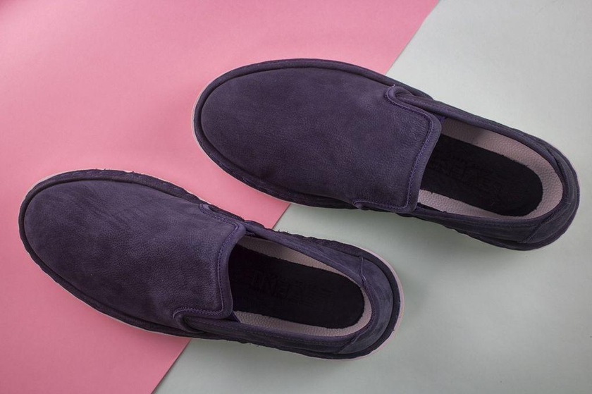 Levent حذاء كاجوال جلد طبيعي سهل الارتداء للرجال - كحلي