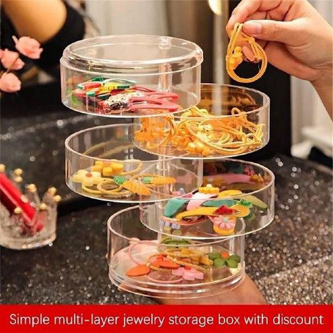5 Tier Jewelry Organizer Box Jewelry Accessories Storage 360 Degree Rotating Drawer For Rings