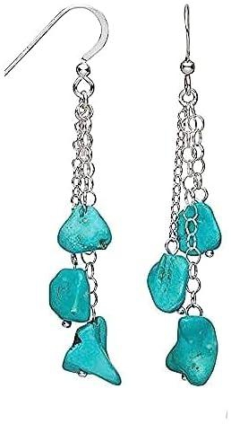 Women's Earring with Turquoise Stones - Silver