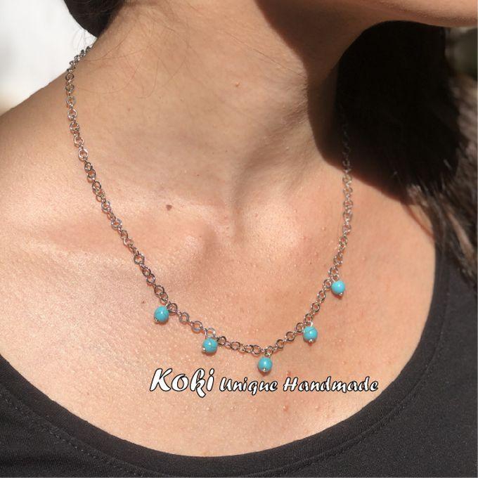 Koki Unique Handmade Silver Necklace With Turquoise Stones 1