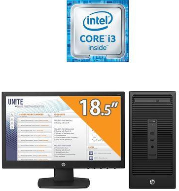 HP 280 G2 Microtower PC - Intel Core i3 - 4GB RAM - 500GB HDD - Intel GPU - DOS + V197 - 18.5" LED Backlit Monitor