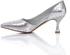 Mr Joe Strassed Allover Pointed Toecap Silver Pumps