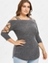 Plus Size Braided Sleeves Cold Shoulder Knitted T-shirt - M | Us 10