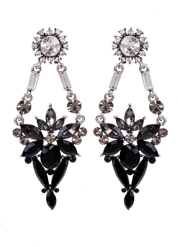 Black Crystal Drop Earrings