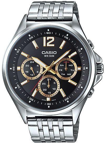 Watch for Men by Casio , Analog , Chronograph , Stainless Steel , Silver , MTP-E303D-1A