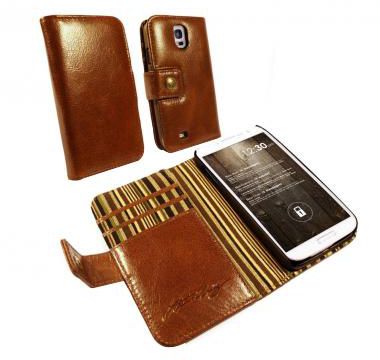 Alston Craig Leather Wallet Case Cover for Samsung Galaxy S5 (Free Screen Protector) Brown