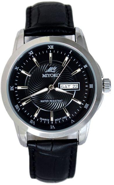 Miyoko MQ9333-SBKL Leather Watch - Black