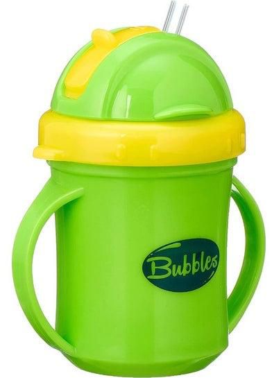 Bubbles Baby Cup with Silicone Straw Green