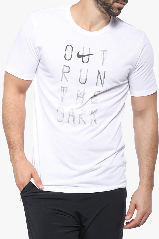 White Printed Dry Running T-shirt