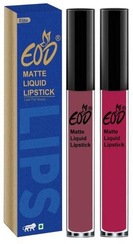Pack Of 2 Soft Matte Liquid Lipstick Set Purple Nude/Dark Pink