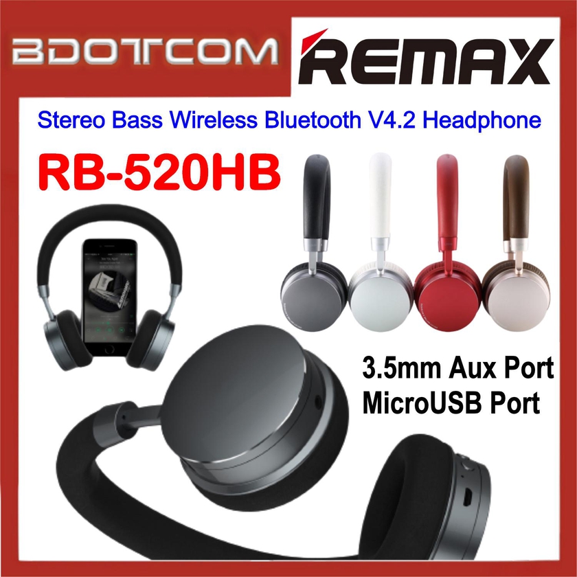 Remax RB-520HB Stereo Bass Wireless Bluetooth V4.2 Headphone (4 Colors)